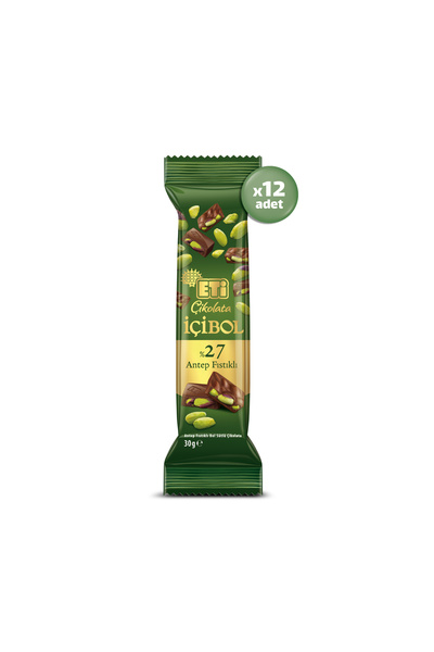 Eti İçibol Bol Sütlü %27 Antep Fıstıklı Çikolata 30 g x 12 Adet