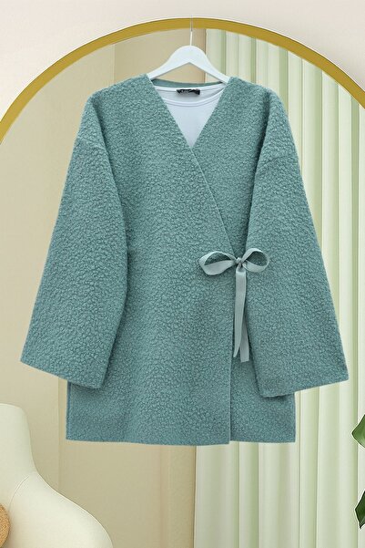 Modamorfo Yandan Bağlamalı Buklet Kimono -mint