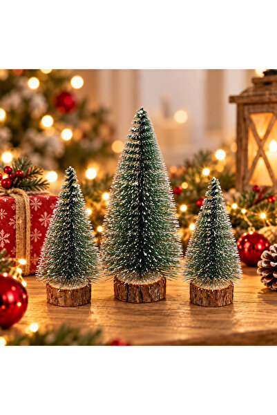 Yenigeldi 3 Pieces (1 Piece 15 cm + 2 Pieces 10 cm) Christmas Pine Tree Set T217