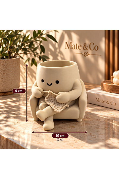 Mate&Co Örgü Örme Şekilli Sevimli Minimal Saksı