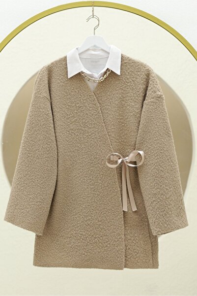 Modamorfo Yandan Bağlamalı Buklet Kimono -vizon