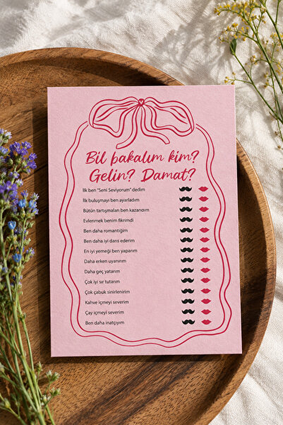 Pankart Evi Bekarlığa Veda Partisi Pembe Bil Bakalım Kim? Oyun Tahmin Kartı 9...