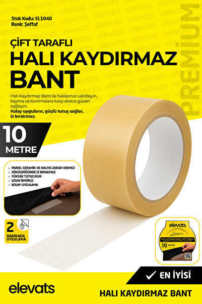 Elevats Premium Halı Kaydırmaz Bant 4.8 cm x 10 m – Yüksek Tutuculuk | Halı A...