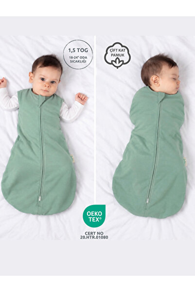 Zuppers Çift Katlı Kalın Pamuk Bebek Kundak Tulum - 1,5 TOG - Adaçayı