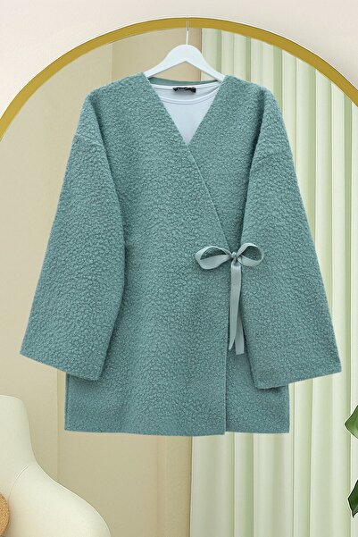 Genel Markalar Yandan Bağlamalı Buklet Kimono -Mint