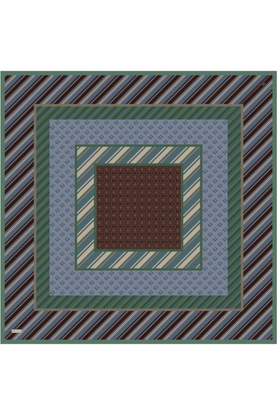 Belli Çok Renkli Geometrik Desen %100 Twill İpek Eşarp 4423-83