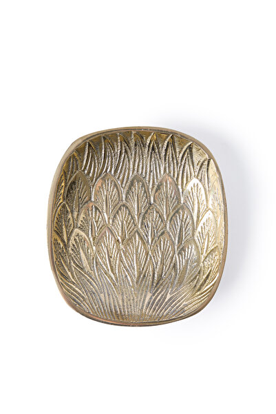 Yargıcı Yaprak Formlu Metal Dekoratif Kase(10x11x2 Cm)