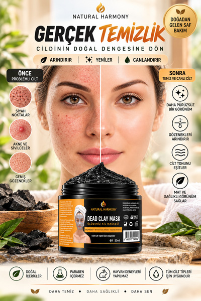 Natural Harmony Ölüdeniz kil maskesi Kolajen Siyah Nokta gözenek sıkılaştırıc...