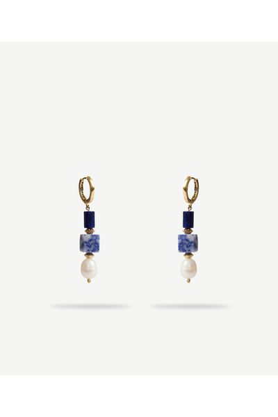 Yargıcı Lapis Ve İnci Detailed Dangle Earrings