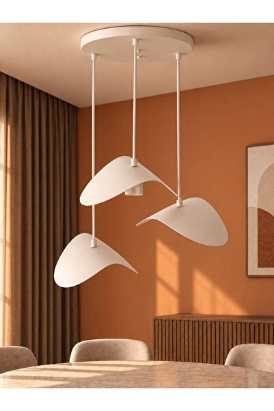 avizade VELARİS Beyaz Metal 3'lü Sarkıt Avize – Minimalist Modern Salon Aydın...