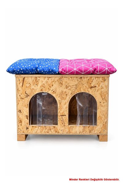Reyo Kedi Evi Dış Ortam Uygun Ahşap Kedi Evi Double OSB Minderli 61x41x36 cm ...