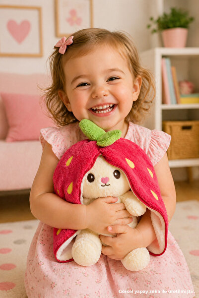 HARİKA PELUŞ FABRİKASI 50 cm Strawberry Bag Rabbit Fuchia