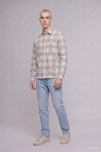 DeFacto Boxy Fit Plaid Double Pocket Long Sleeve Shirt H9806Ax26Wn