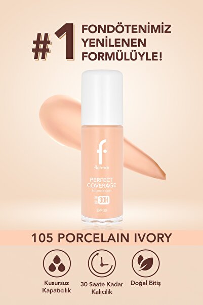 Flormar Perfect Coverage Yüksek Pigmentli & Doğal Bitişli SPF30 Fondöten - 10...
