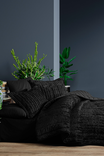 Elart Velvet Comfort Uyku Seti 6 Parça Çift Kişilik Kadife Antrasit