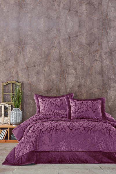 Elart Spring Bedding Set Double Fiber Filled Panel Velvet Plum