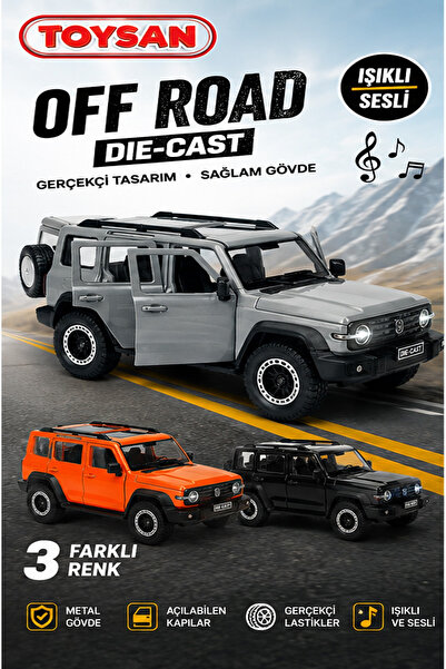 Toysan 1.24 ÖLÇEK KUTULU SESLİ VE IŞIKLI ÇEK BIRAK METAL SUV ARABA