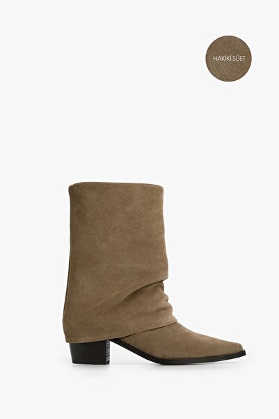 Shoeberry Kadın Roselle Vizon Hakiki Süet Deri Western Bot