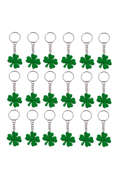 Choice green 18-Pack Cartoon Four-leaf Clover Keychains Plant Themed Keyring ...