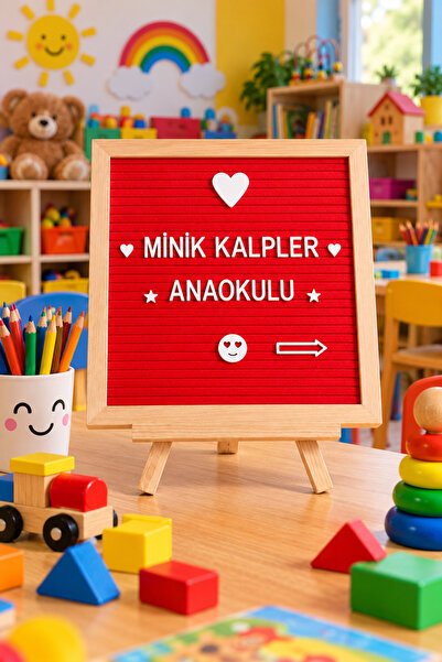fikirstore Ahşap Şövaleli Ahşap Çerçeveli Özelleştirilebilir Kırmızı Mesaj Pa...