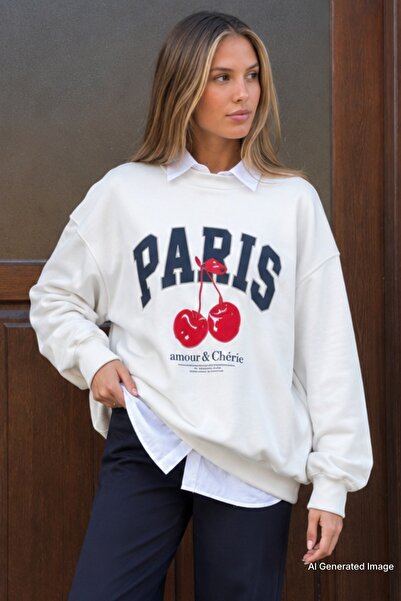 Madmext White Crew Neck Basic Sweatshirt Mg2233