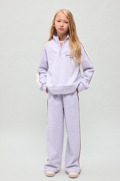 DeFacto Half Zipper Long Sleeve Top Wide Leg Bottom 2-Piece Set Girls I1135A8...