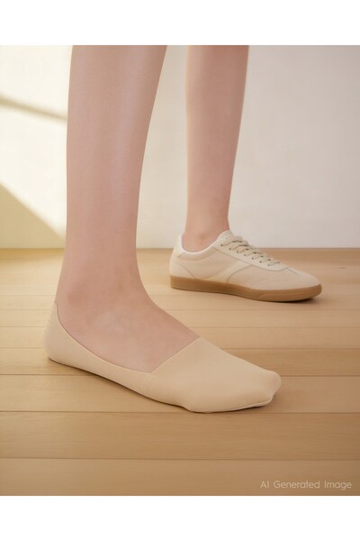 Bolero Women's Premium Laser Cut Ballerina Socks Tan