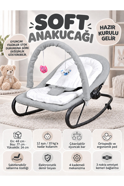 Shadow Size Soft Anakucağı - Hazır Kurulu Gelir- Sallanır - 4 Kademe - Anadiz...