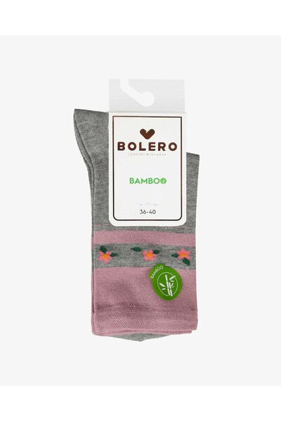 Bolero Kadın Premium Dikişsiz Bambu Çorap Konç Çember Gri