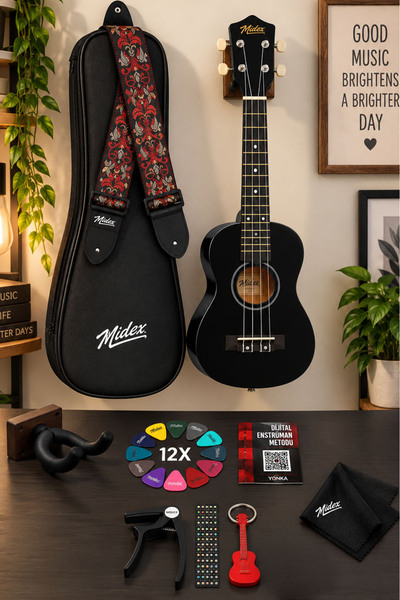 Midex Ukx-233bk Siyah Concert Ukulele (ASKI ÇANTA METOD PENA)