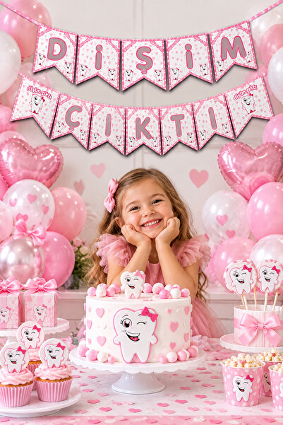 Parti dolabı My Tooth Came Out Banner Pink Lettering Tooth Party Mevlit Ornam...