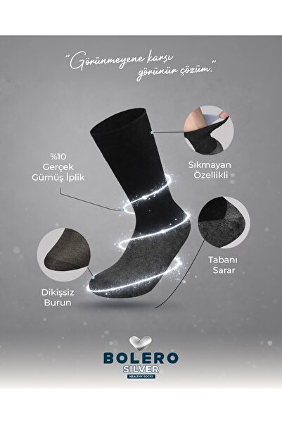 Bolero Unisex Premium Silver Diabetes Bamboo Socks Black