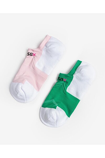 Bolero Women's Invisible 2-Piece Sports Socks Pink Green