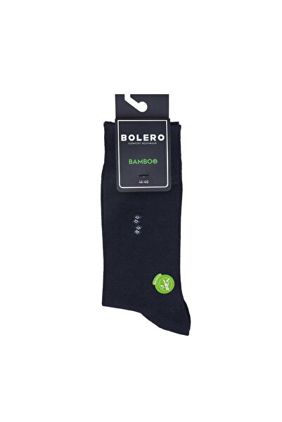 Bolero Men's Premium Seamless Bamboo Socks Navy Blue Bottom Alta Square Pattern