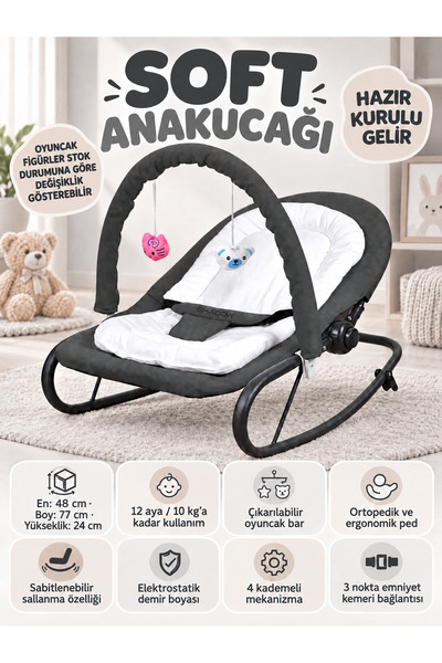 Shadow Size Soft Anakucağı - Hazır Kurulu Gelir - Sallanır - 4 Kademe - Sabit...