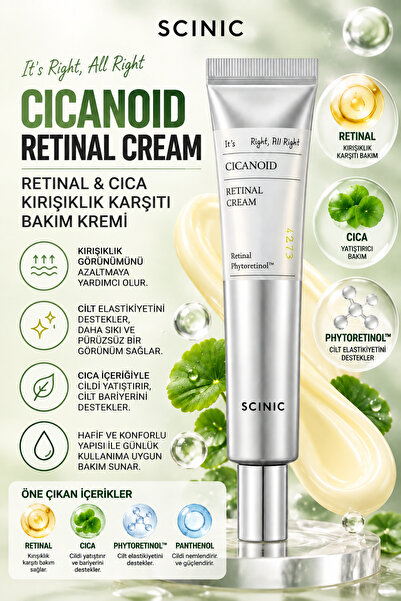 SCINIC Cicanoid Retinal Cream Retinal Cica Kırışıklık Karşıtı Bakım Kremi 30ml