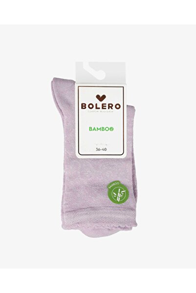 Bolero Kadın Premium Dikişsiz Bambu Şal Desenli Çorap Lila