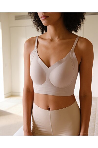 Bolero Laser Cut Seamless Ribbed Ghost Bra Powder