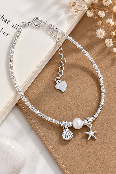 TREND COLLECTİON Starfish and Oyster Pearl Women's Bracelet