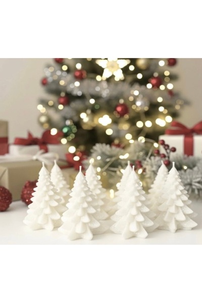 Candles Flame 10 Pieces Christmas Concept Pine Tree Candle Set |   New Year G...