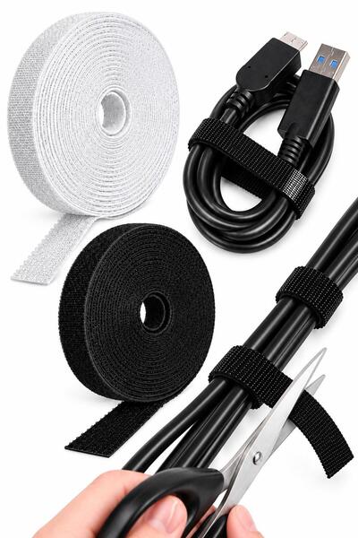 jetfast 5x2 10 Metre 1 cm 2 Renk Cırt Cırt Sabitleyici Bilgisayar Ev Kablo Tu...