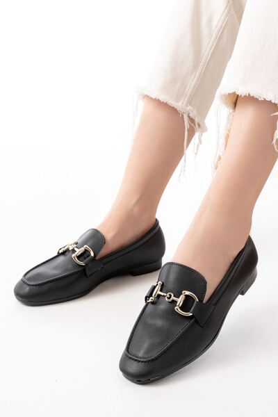 Zerenyus Zri̇n-303 Black Buckle Accessory Casual Women's Ballerinas