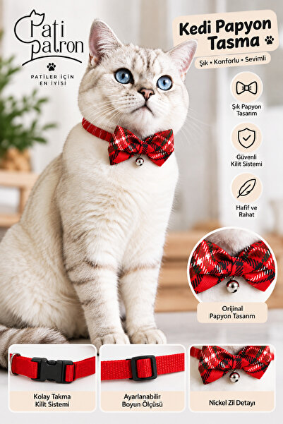 Patipatron Adjustable Bow Tie New Year Cat Collar with Special Christmas Bell