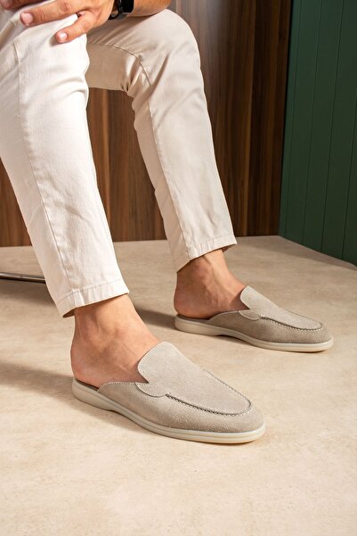 Zerenyus Zrc2625 - Firenze Genuine Leather Casual Men's Slippers Beige