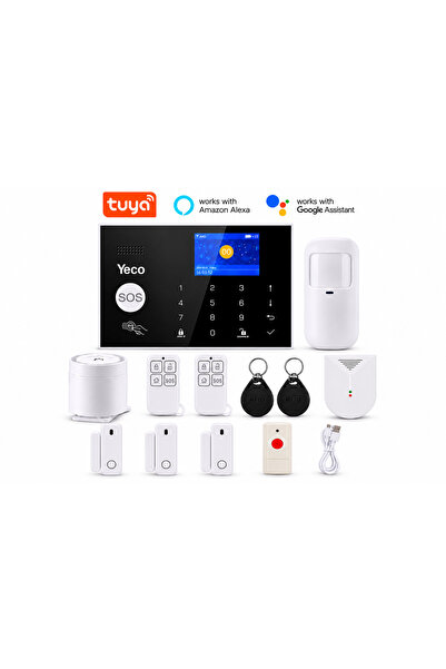 YECO SAS-10 Premium Akıllı Alarm Sistemi, WiFi, GSM/4G, Tuya Uyumlu, Mobil Ko...