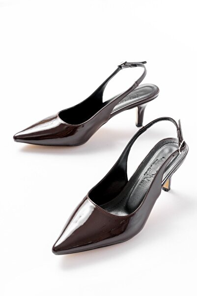Zerenyus Zri̇n-1152 Premium Brown Patent Leather Daily 7 cm Heeled Shoes