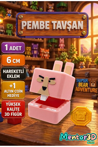 Mentor 3D Store Super Bear Adventure Pembe Tavşan Süper Ayı Oyuncak