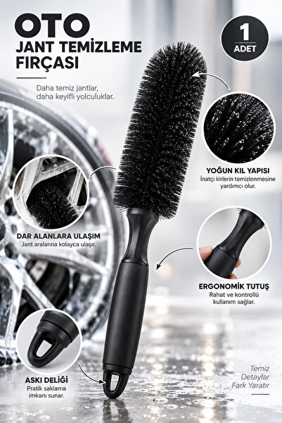 Fine Clean ( 1 Adet ) Oto Jant Temizleme Fırçası Hassas Kılları Sayesinde Jantları Çizmez Araba Fırçası