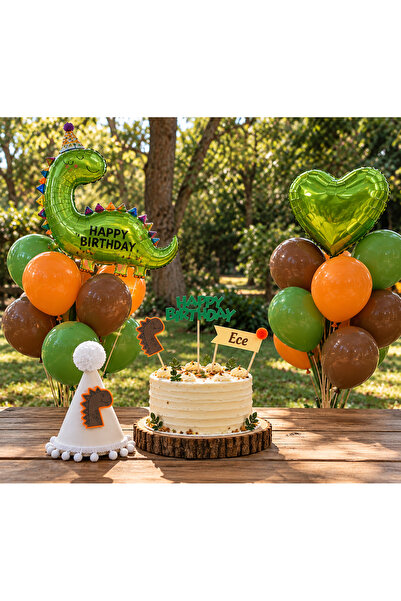 aloha concept Dinazor Parti Şapkası ve Pasta Süsü Full Set