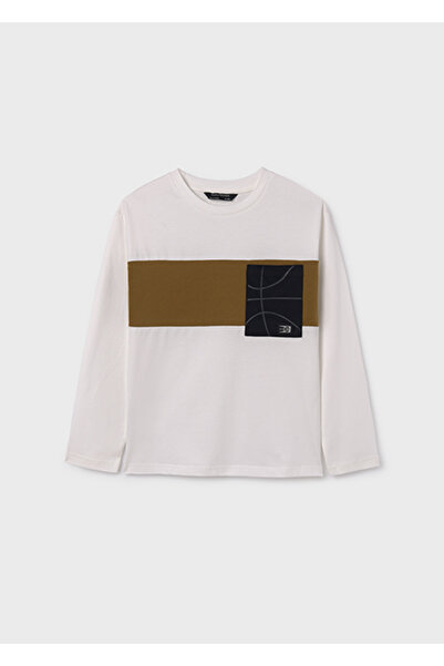MAYORAL Boy's Cream T-Shirt Long Sleeve 07084 030